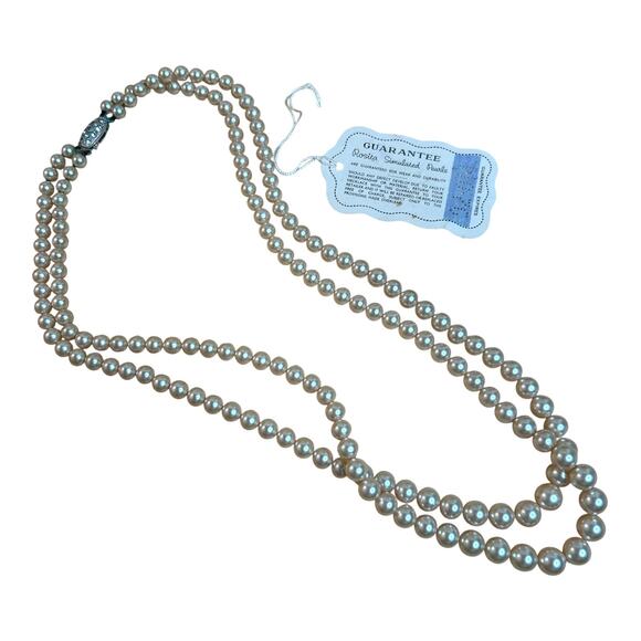 Vintage Rosita Simulated Champagne Pearls Layered Double Strand Necklace - Picture 9 of 9